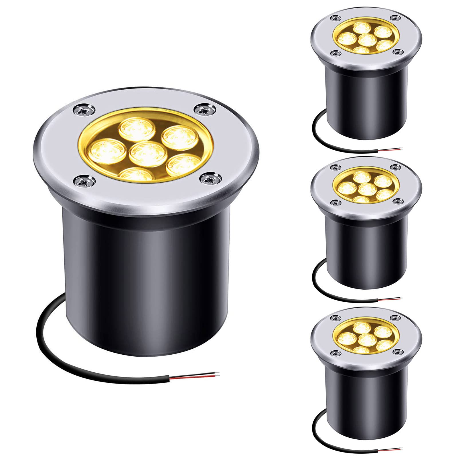Low Voltage LED Landscape Lights 6W 12V-24V IP67 Waterproof for Driveway, Garden & Pathway - Warm White
