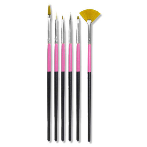 Professional 6-Piece Nail Art Brush Set with Black Handle - Perfect for Acrylic, Gel, and Hand-Painted Nail Designs at Home or Salon
