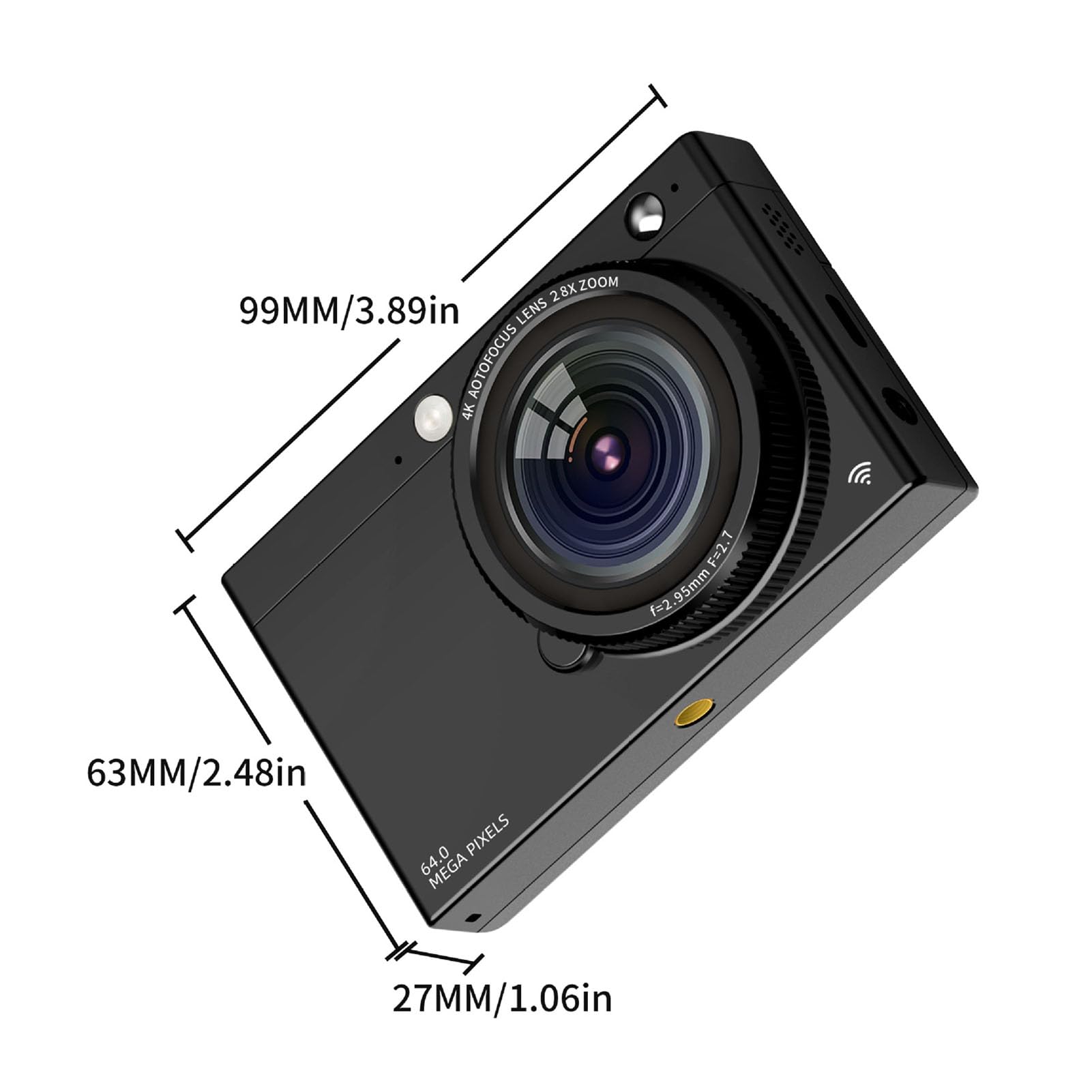 64MP Autofocus HD 4K Vlogging Digital Camera with 28x Digital Zoom, 2.83