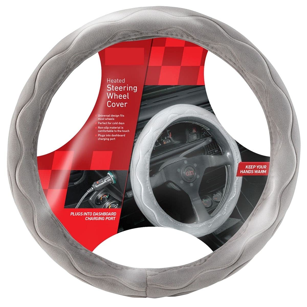 12V Heated Steering Wheel Cover - Universal Fit for Most Cars (15