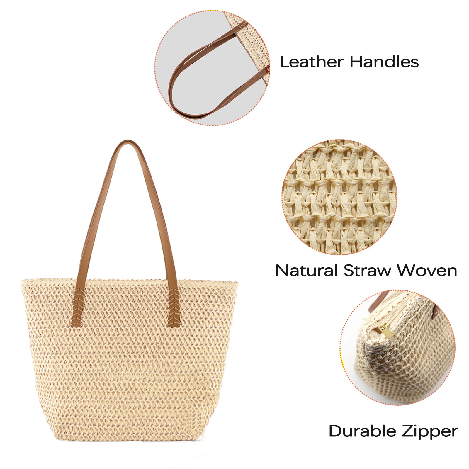 Stylish Woven Straw Beach Tote Bag for Women - Large Summer Vacation Shoulder Handbag | Perfect for Beach Trips, Poolside Lounging & Tropical Getaways