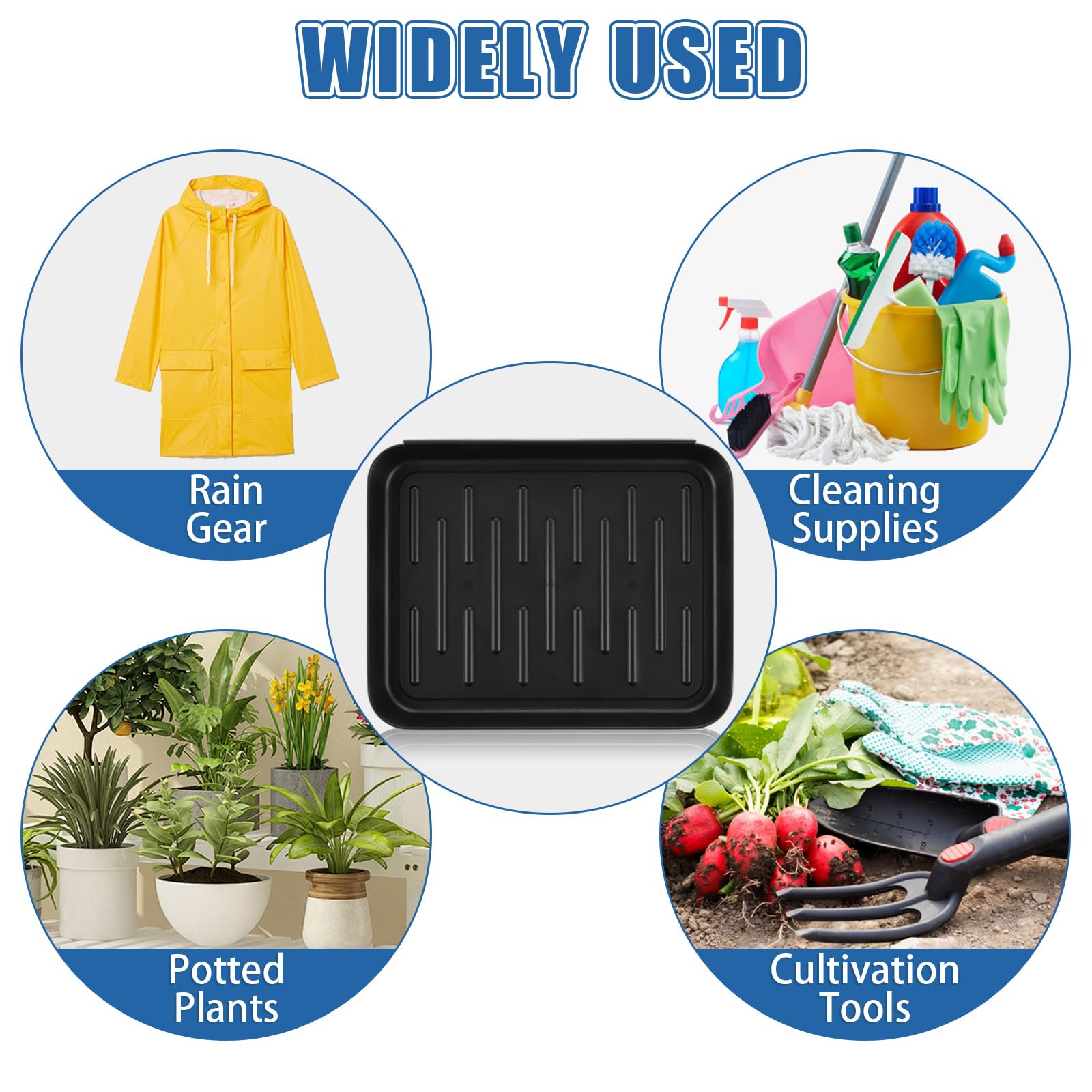 6 Pack Plastic Boot Tray - 13.8x10.8 Inch Waterproof Shoe Mat for Entryway & Mudroom - Perfect for Wet Shoes, Pet Bowls & Indoor Use