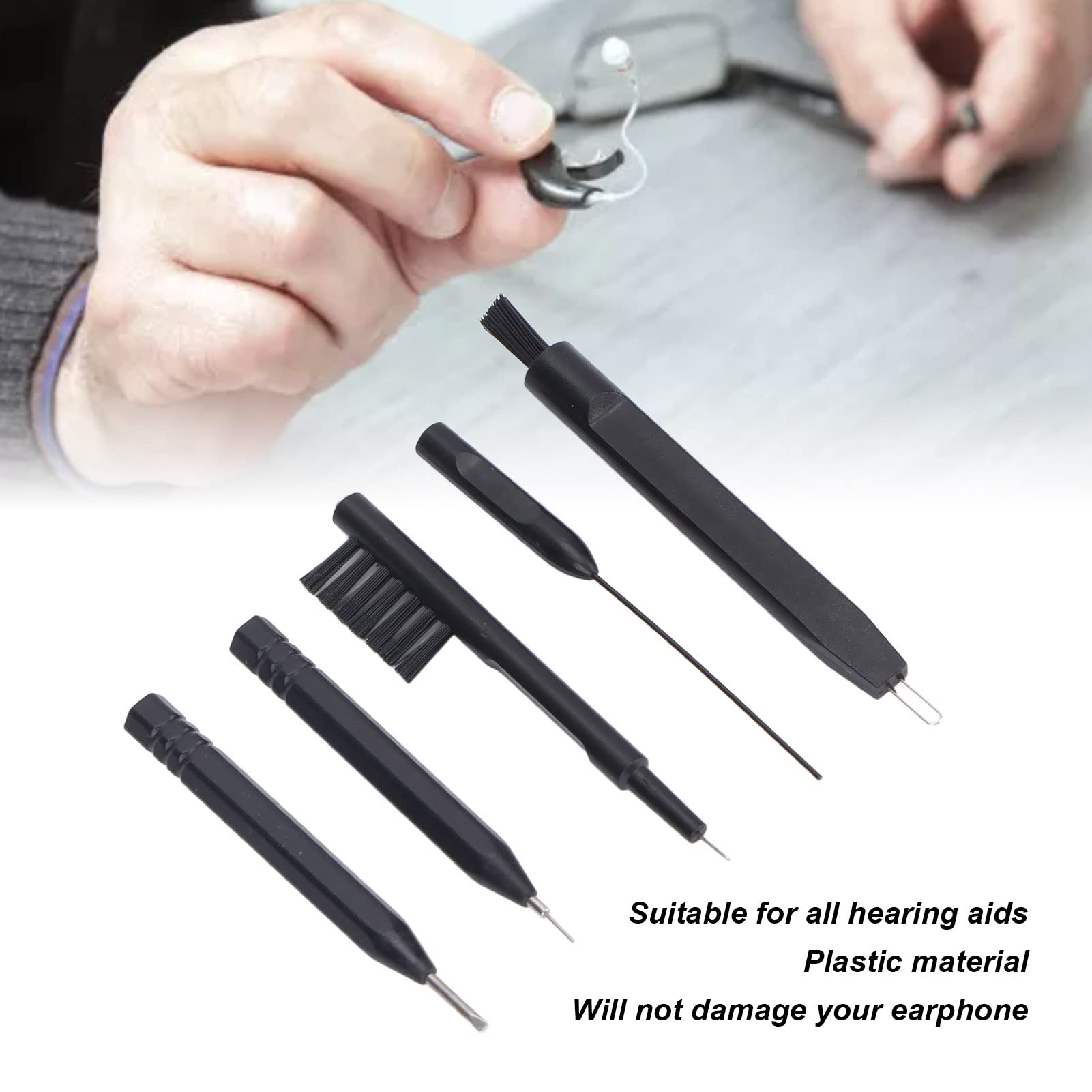 Hearing Aid Cleaning Kit with Brush & Needles for Daily Care