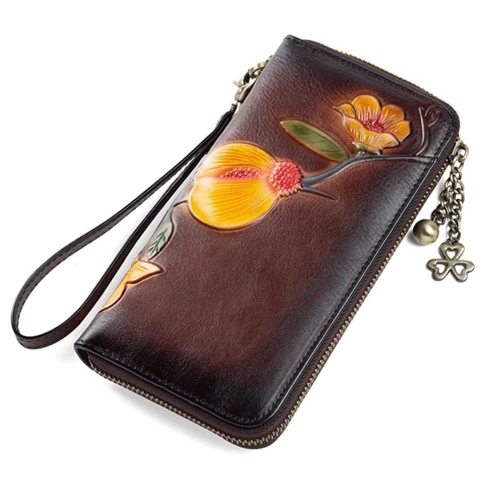 Luxury Genuine Leather Women's Clutch Wallet - RFID Blocking Card Holder & Organizer Purse for Ladies (Color: Black) | Perfect for Parties, Weddings & Everyday Use