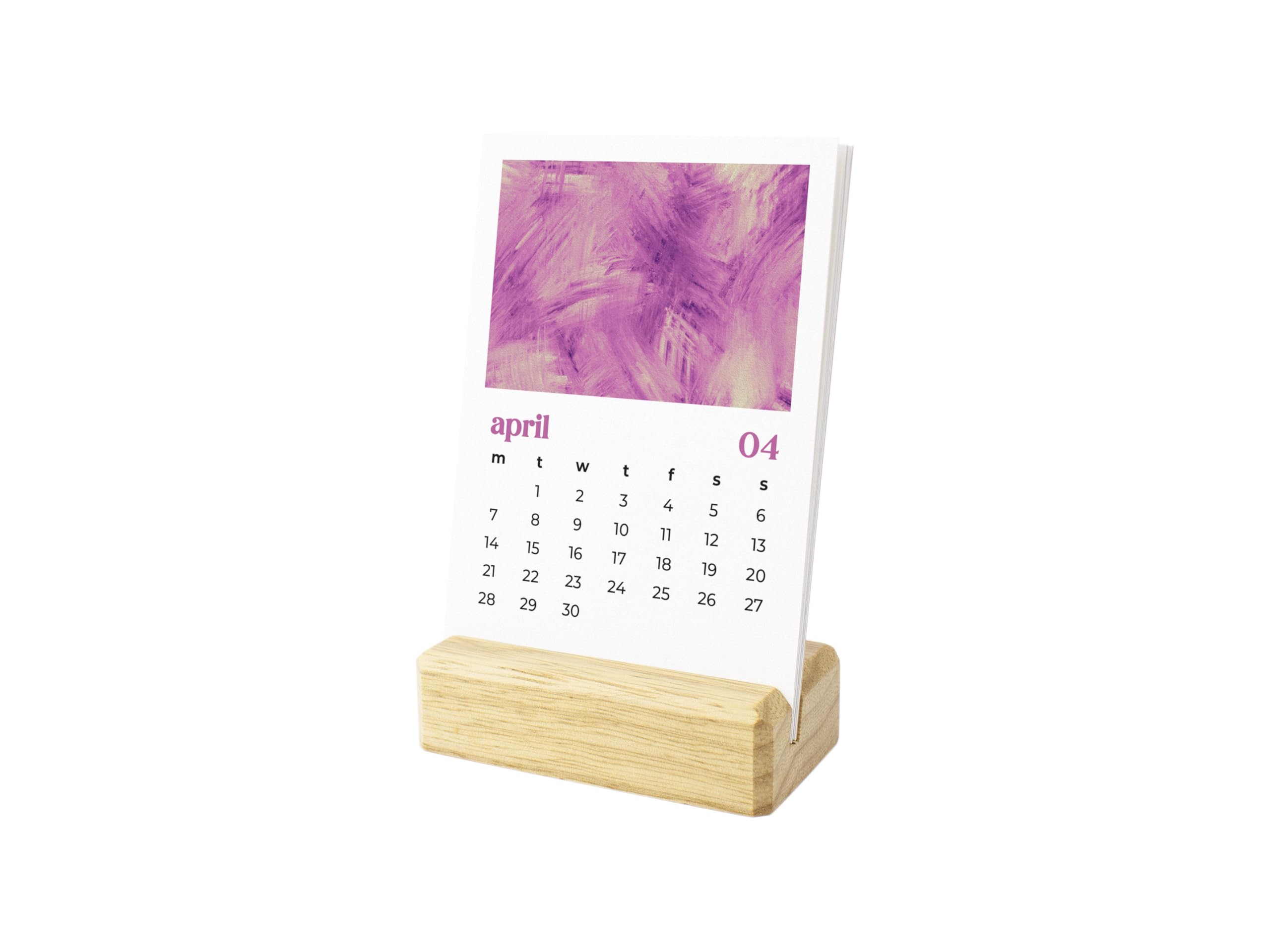 2025 Mini Desk Calendar with Wooden Stand - Abstract Oil Painting Art Yearly Planner | Perfect for Office, Home Decor & Gift Giving