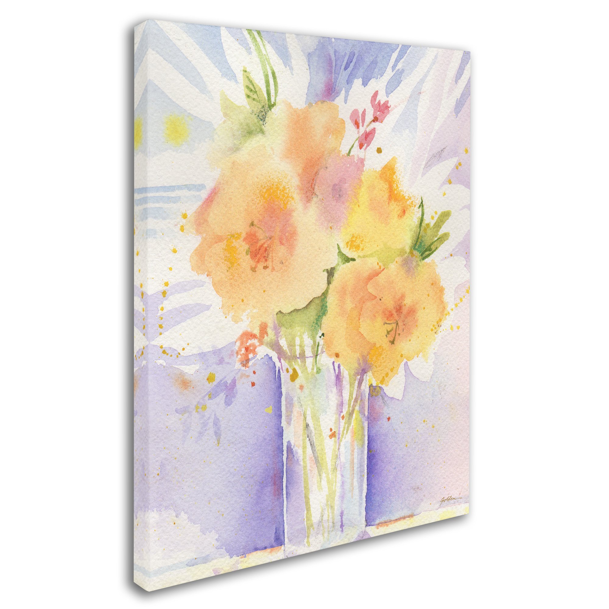 Trademark Fine Art Purple Vase Reflection by Sheila Gold - Ornate Framed Canvas Wall Art 24x32 Inch - Perfect for Living Room Decor, Bedroom Art & Office Wall Decor