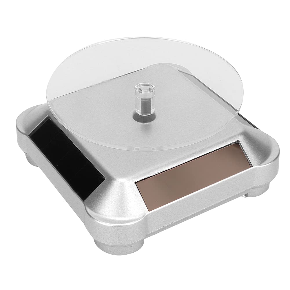 Rotating Jewelry Display Stand - Battery Powered 1.2V Multi-Purpose Makeup Organizer & Watch Holder for Boutique, Retail Store and Home Vanity (Silver) - Perfect for Jewelry Shops, Cosmetic Counters and Bedroom Dresser Organization