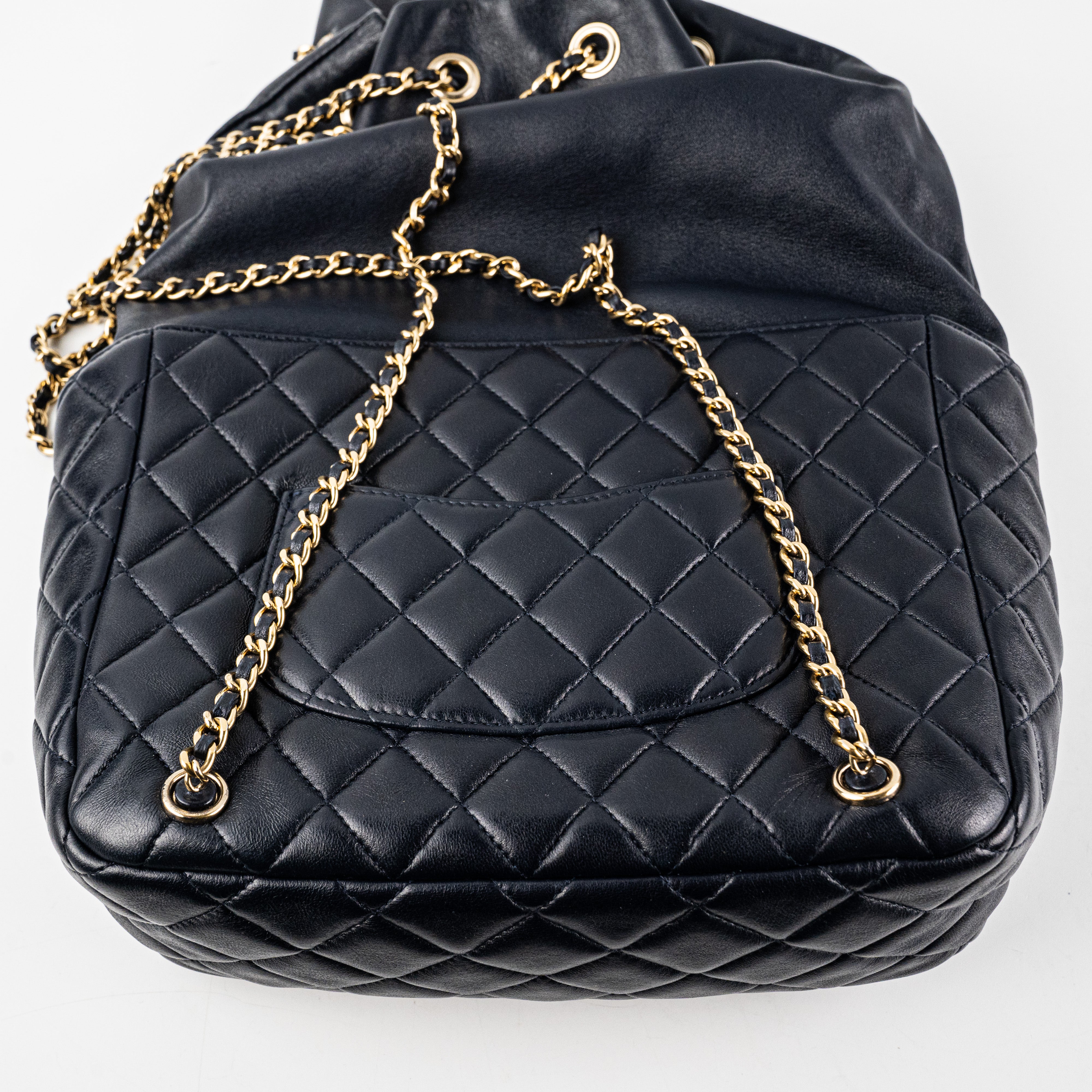 Chanel Navy Blue Lambskin Leather Backpack for Women - Luxury Designer Handbag for Travel, Work & Everyday Use