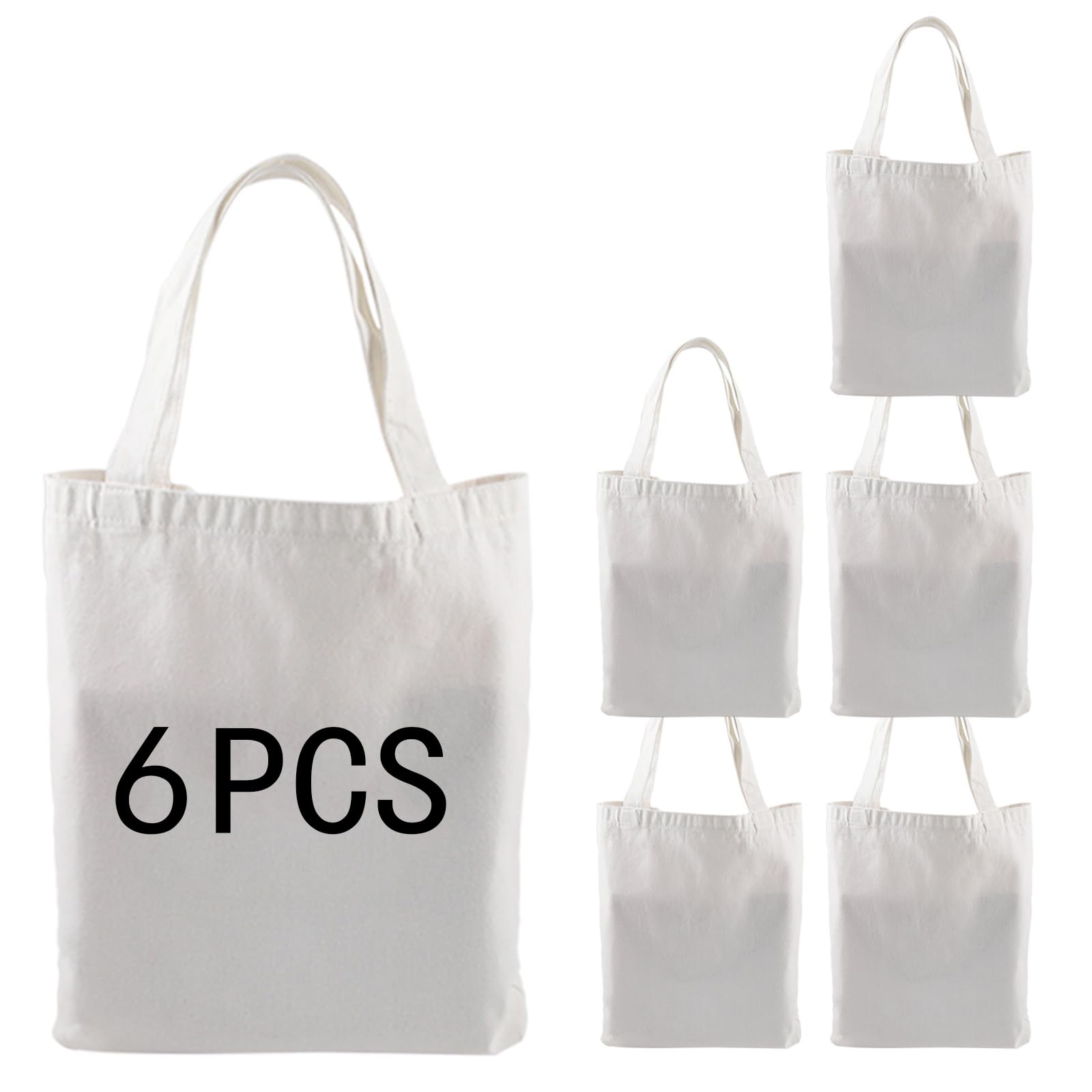 ORJ 6 Pack Sublimation Tote Bags - 12.2x14.2 Inch Blank Polyester Canvas Totes for DIY Crafts, Custom Printing & Graffiti - Perfect for Gifts, Events & Personalized Designs