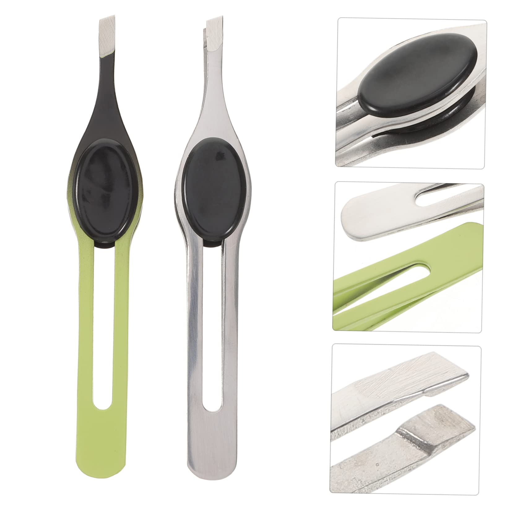5-Piece Stainless Steel Eyebrow Clips with Rubber Pad - Professional Splinter Removal & Facial Hair Tweezers for Eyebrow Grooming, Pimple Extraction & Jewelry Making - Perfect for Home Salon, Travel & First Aid Kits