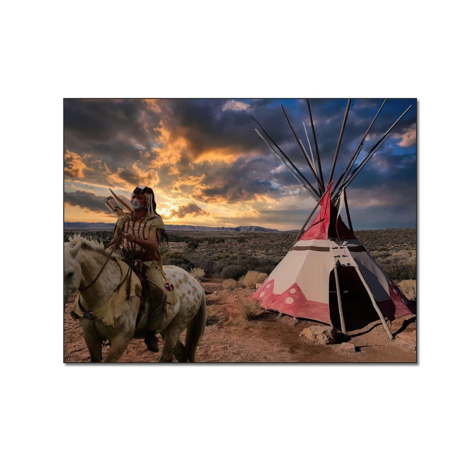 Authentic Native American Art Canvas Print - 20x26 Inch (51x66cm) Wall Decor for Living Room & Bedroom | Handmade Tribal Poster for Home, Office & Cultural Spaces