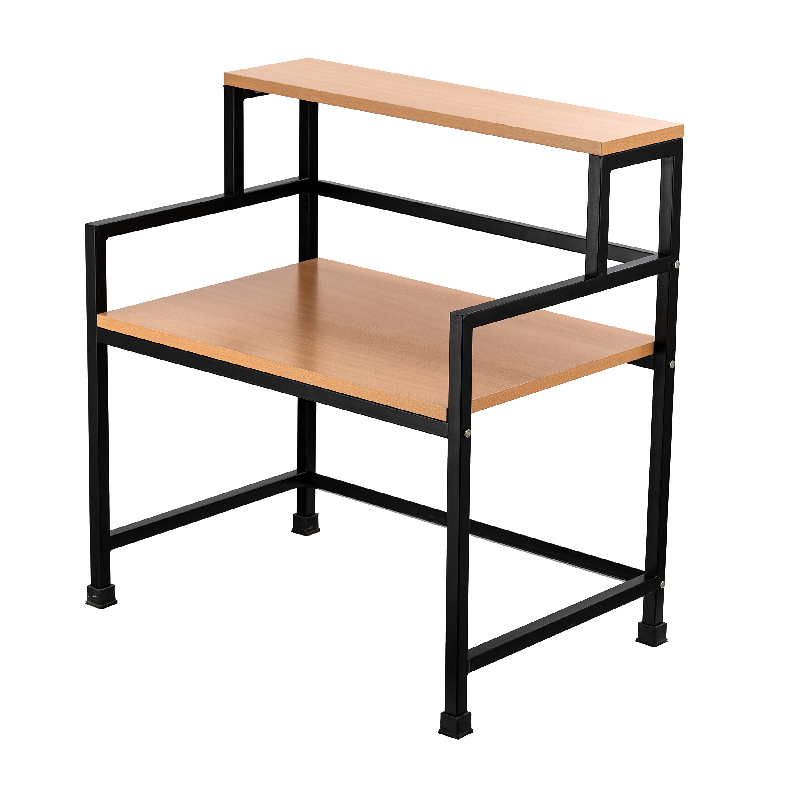 3-Tier Microwave Oven Stand with Storage Shelf - Premium MDF & Steel Kitchen Organizer Rack (60x43cm, Bavarian Beech/Black) - Perfect for Small Kitchens, Apartments & Dorm Rooms - Made in India