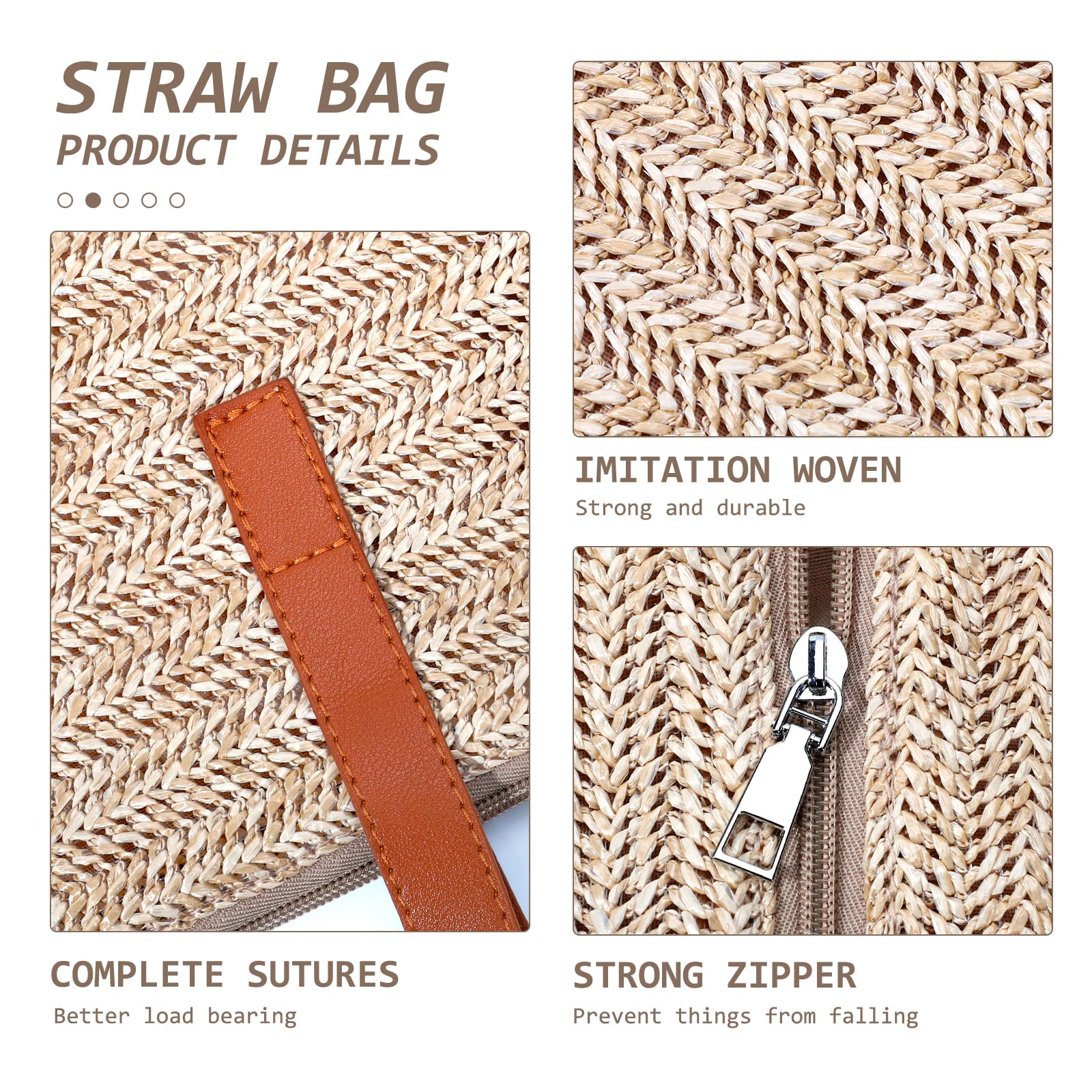 Straw Beach Bag for Women - Woven Summer Tote Shoulder Handbag Boho Style | Perfect for Beach Vacations, Pool Parties & Summer Outings
