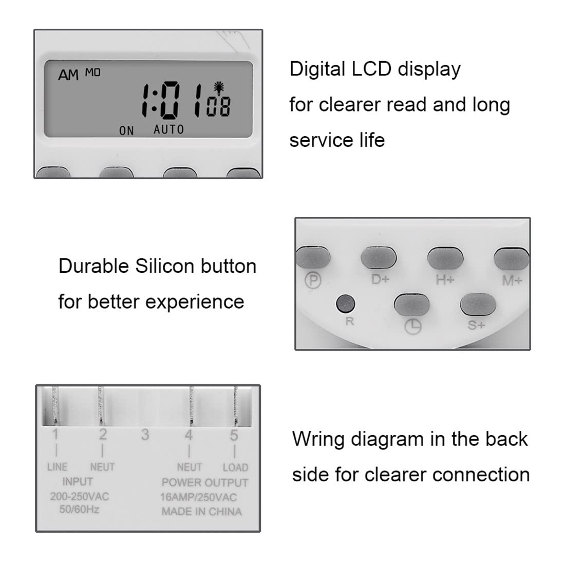 CN101S 1 Second Interval 5VDC Digital LCD Timer Switch - 7 Days Weekly Programmable Time Relay with LCD Display for Home Automation, Aquarium, Grow Lights & Industrial Control (5V)