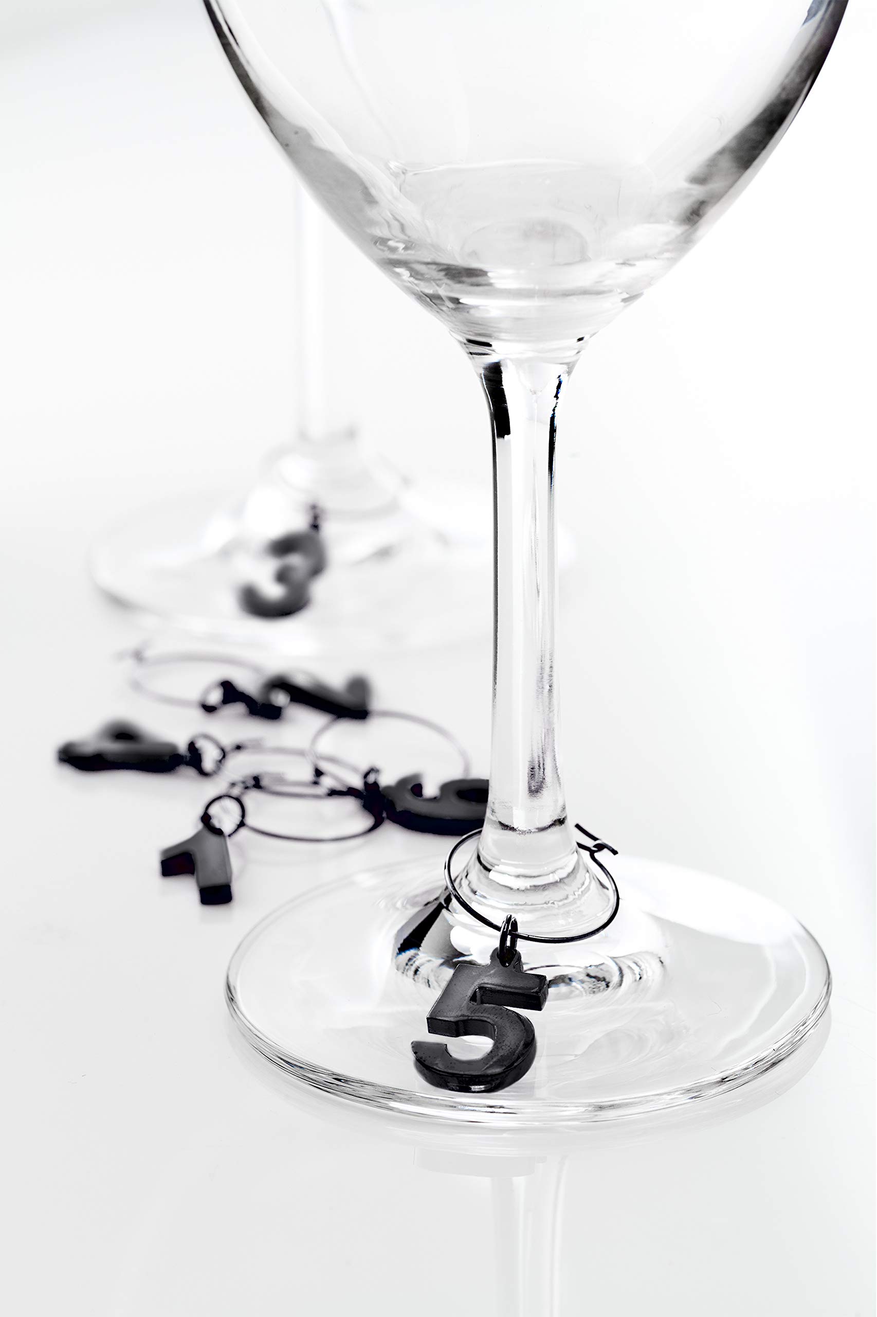 Viski 5368 Warren Gunmetal Black Wine Charms - Set of 12 Elegant Glass Markers for Wine Tasting Parties, Bridal Showers & Hostess Gifts