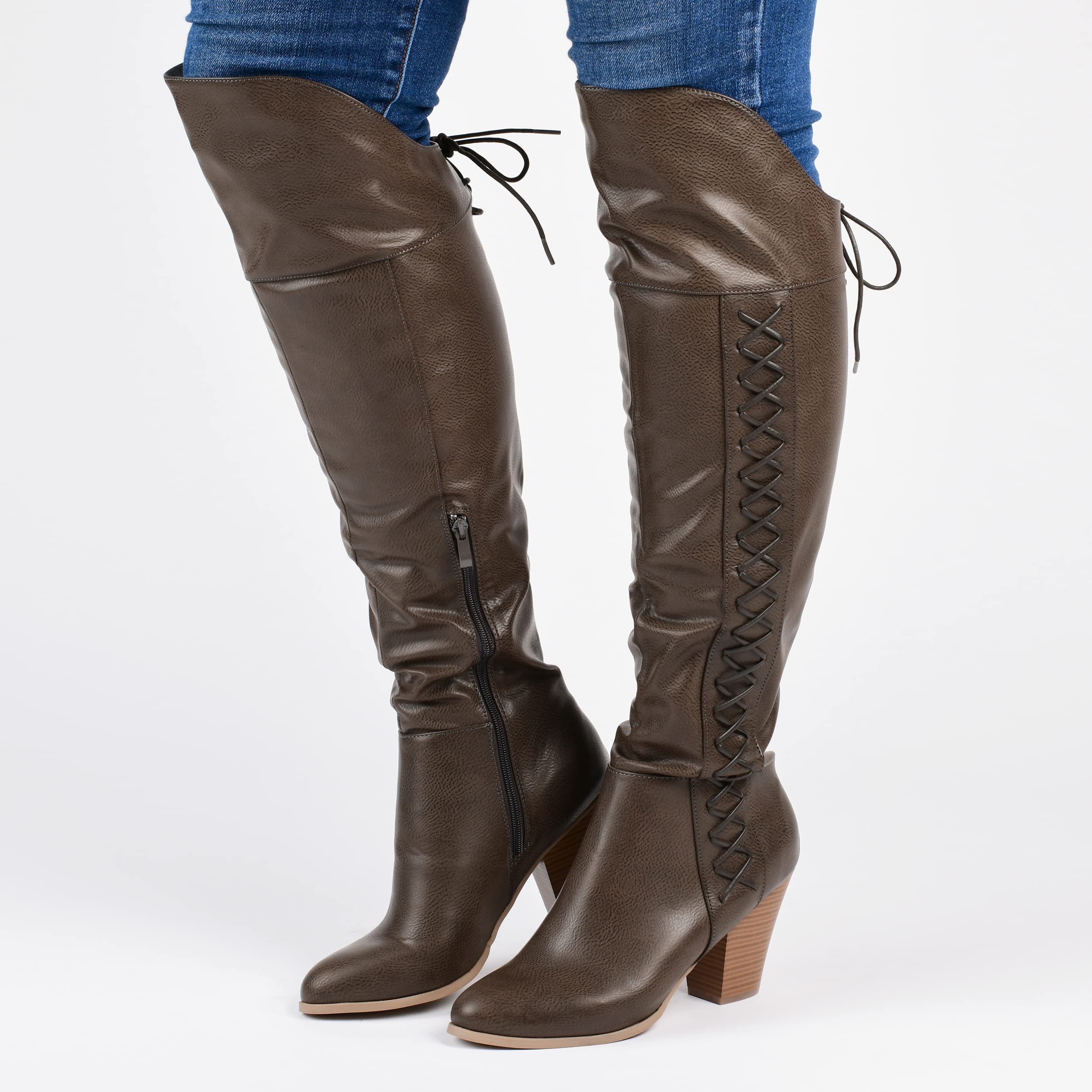 Spritz Faux Leather Wide Calf Boots for Women – Stylish & Comfortable Wide Width Boots for Fall & Winter | Perfect for Office, Casual Wear & Outdoor Activities