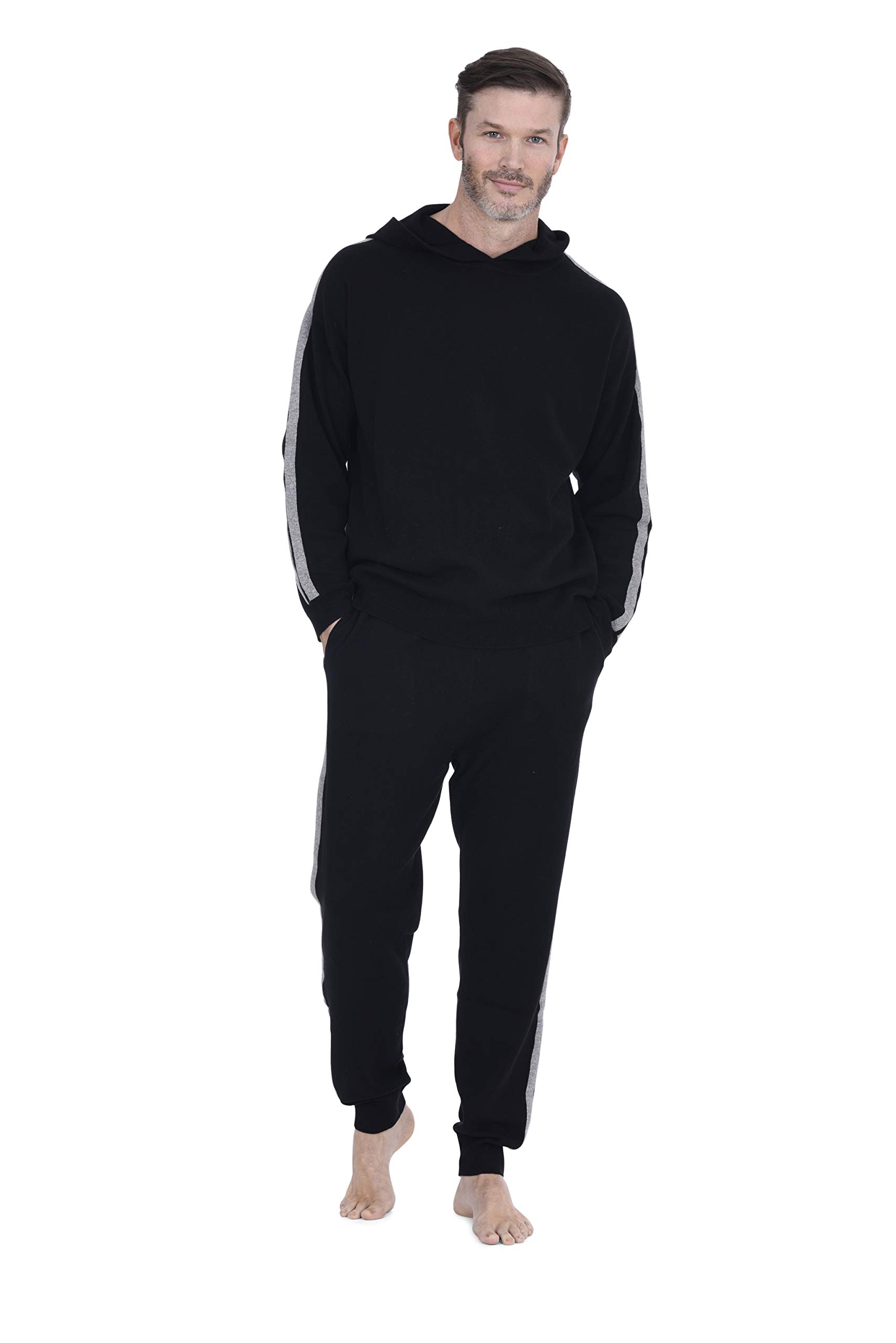 Premium 100% Cashmere Men's Knitted Lounge Pants - Soft & Warm Wool Joggers with Pockets for Relaxing at Home, Sleeping & Winter Comfort
