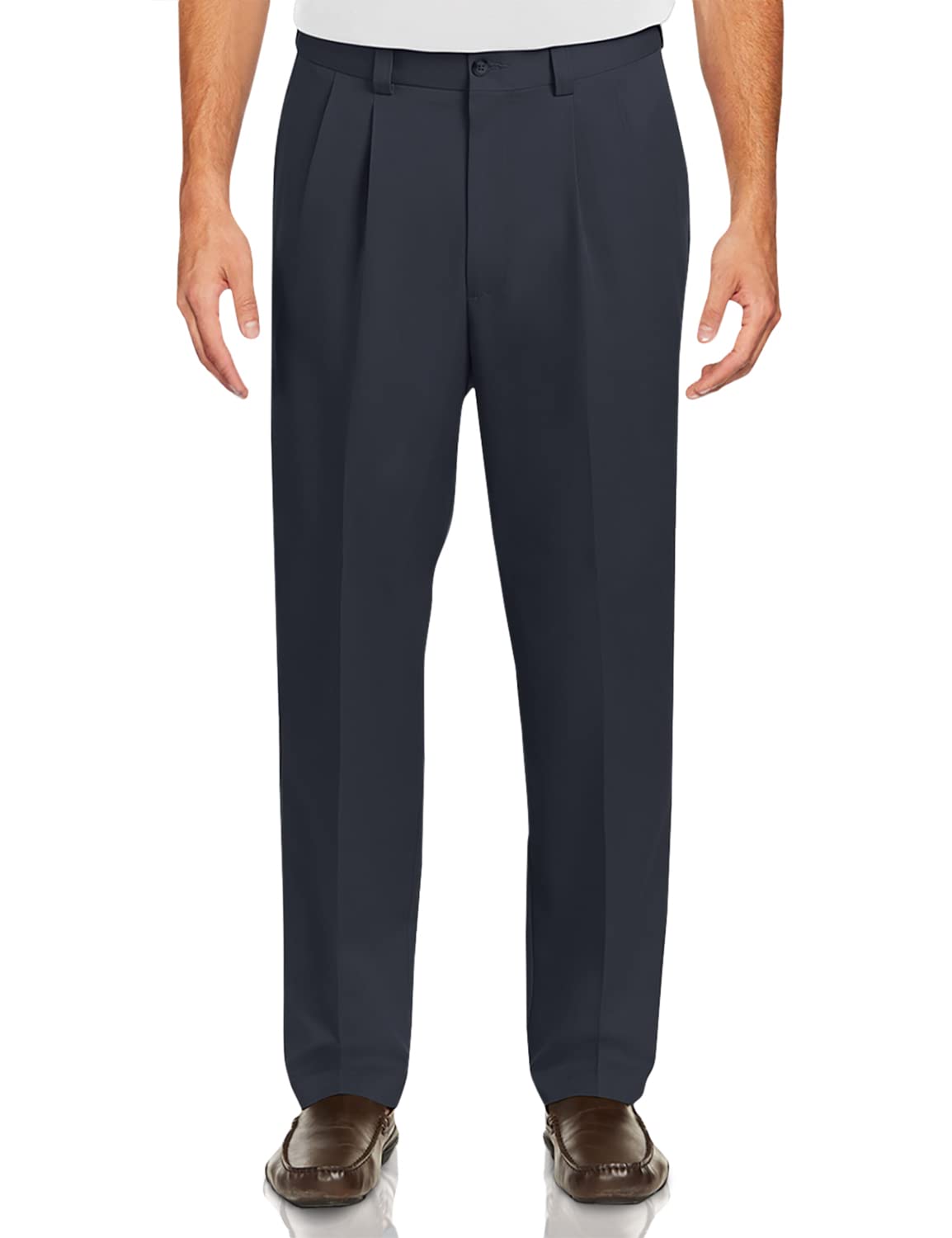 DXL Big and Tall Relaxed Waist Pleated Microfiber Dress Pants for Men - Comfortable Office & Business Casual Wear | Oak Hill Collection