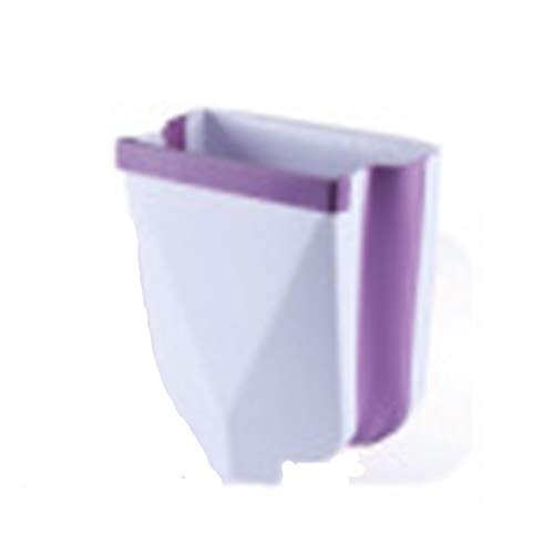 Wall Mounted Folding Trash Bin - Space Saving Kitchen Garbage Can with Hanging Hook for Cabinet, Door, RV & Car - Compact Purple Waste Storage Solution for Small Spaces (Small Capacity) | Ideal for Kitchens, Bathrooms, Camping & Road Trips