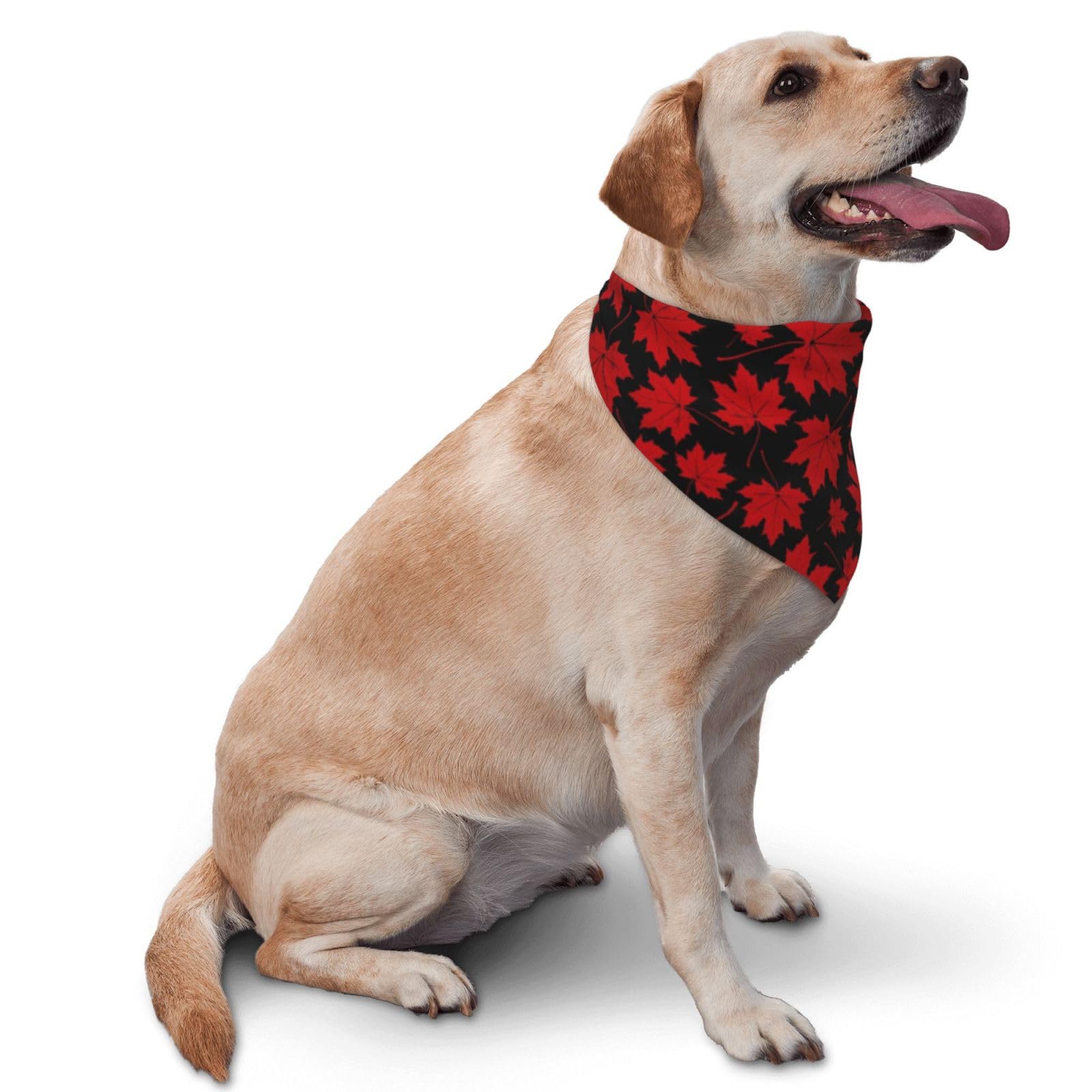 Autumn Red Maple Leaf Dog Bandana - Adjustable Pet Scarf for Medium & Large Dogs | Durable, Washable Fabric | Perfect for Fall Photos, Halloween Costumes & Seasonal Pet Accessories