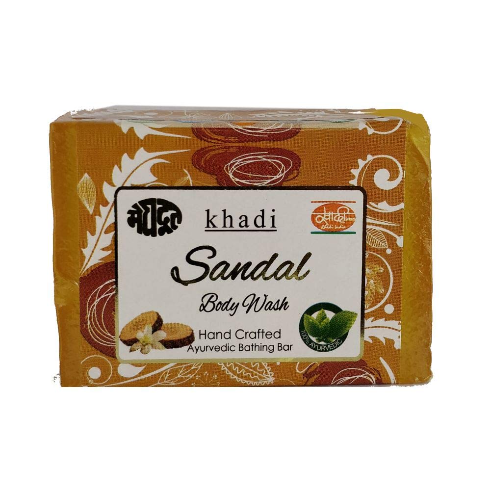 Meghdoot Sandal Body Wash Soap - 125g (Pack of 4) | Natural Ayurvedic Cleanser for Soft & Glowing Skin | Perfect for Daily Shower & Spa Relaxation