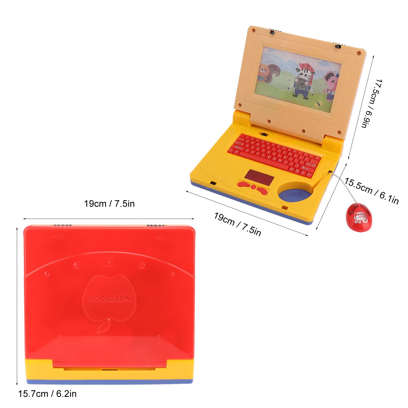 LBEC Kids Learning Laptop - Educational Computer Toy with Retractable Mouse & Music for Preschoolers | Early Learning Toy for Boys & Girls | Perfect for Home Schooling & Interactive Play (Yellow)