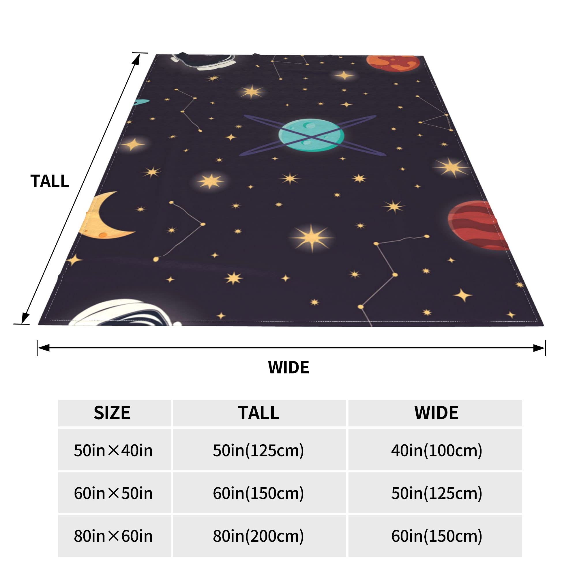 Soft Microfiber Fleece Blanket for Boys & Girls - Lightweight Summer Throw with Universe Planets Stars Astronaut Design - Warm Cozy Queen Size Blanket for Couch, Bed, Sofa - Perfect for Nap, Sleep & Home Decor