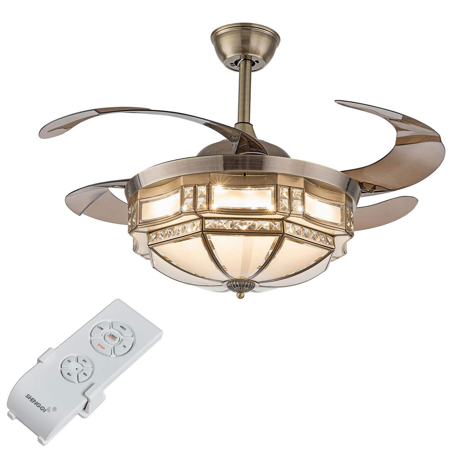 Modern Tiffany Style Ceiling Fan with Light - 42