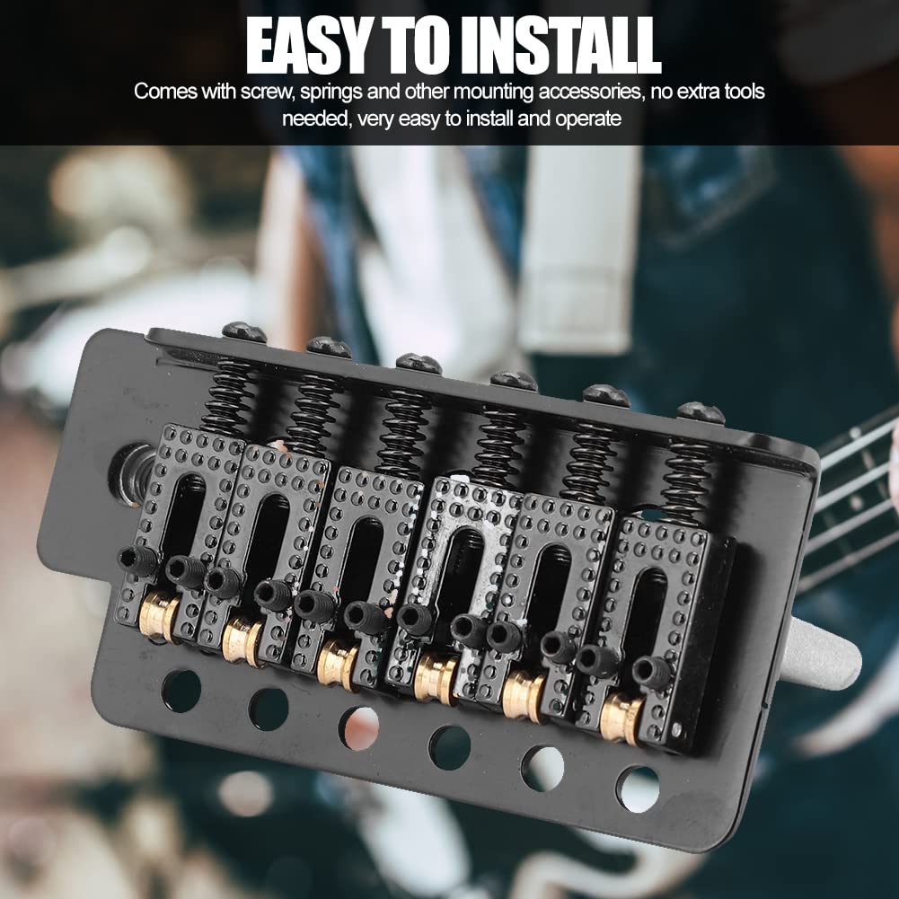 Premium Black Guitar Tremolo Bridge System - Roller Single Locking Vibrato Tailpiece for ST/Stratocaster Replacement | Perfect for Smooth Pitch Shifts & Stable Tuning in Rock, Blues & Metal Performances