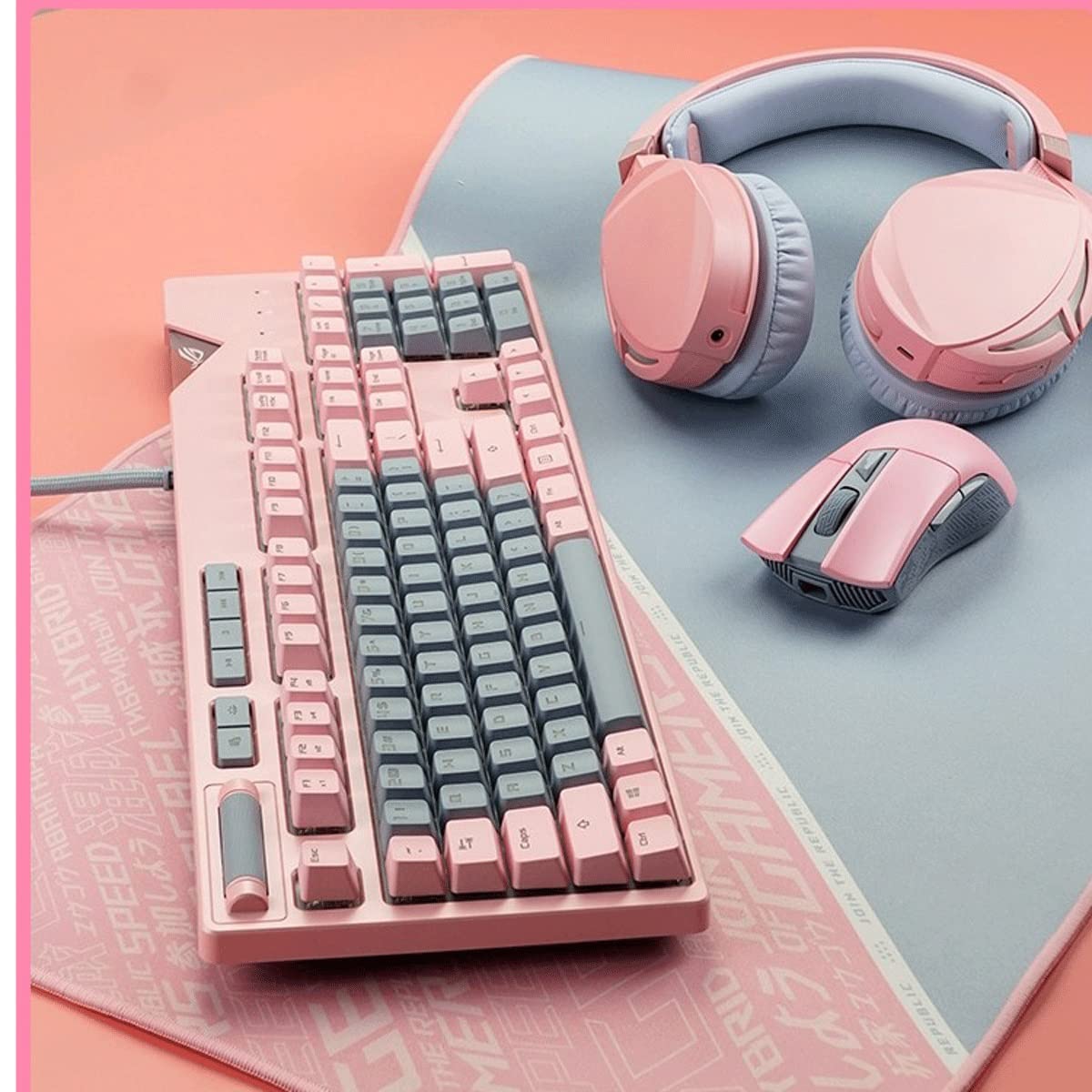 Pink Gaming Keyboard and Mouse Combo - Mechanical Keyboard with RGB Backlight, Wired Gaming Mouse, Mouse Pad - Perfect for PC Gaming, Streaming & Office Work (Color: Pink)