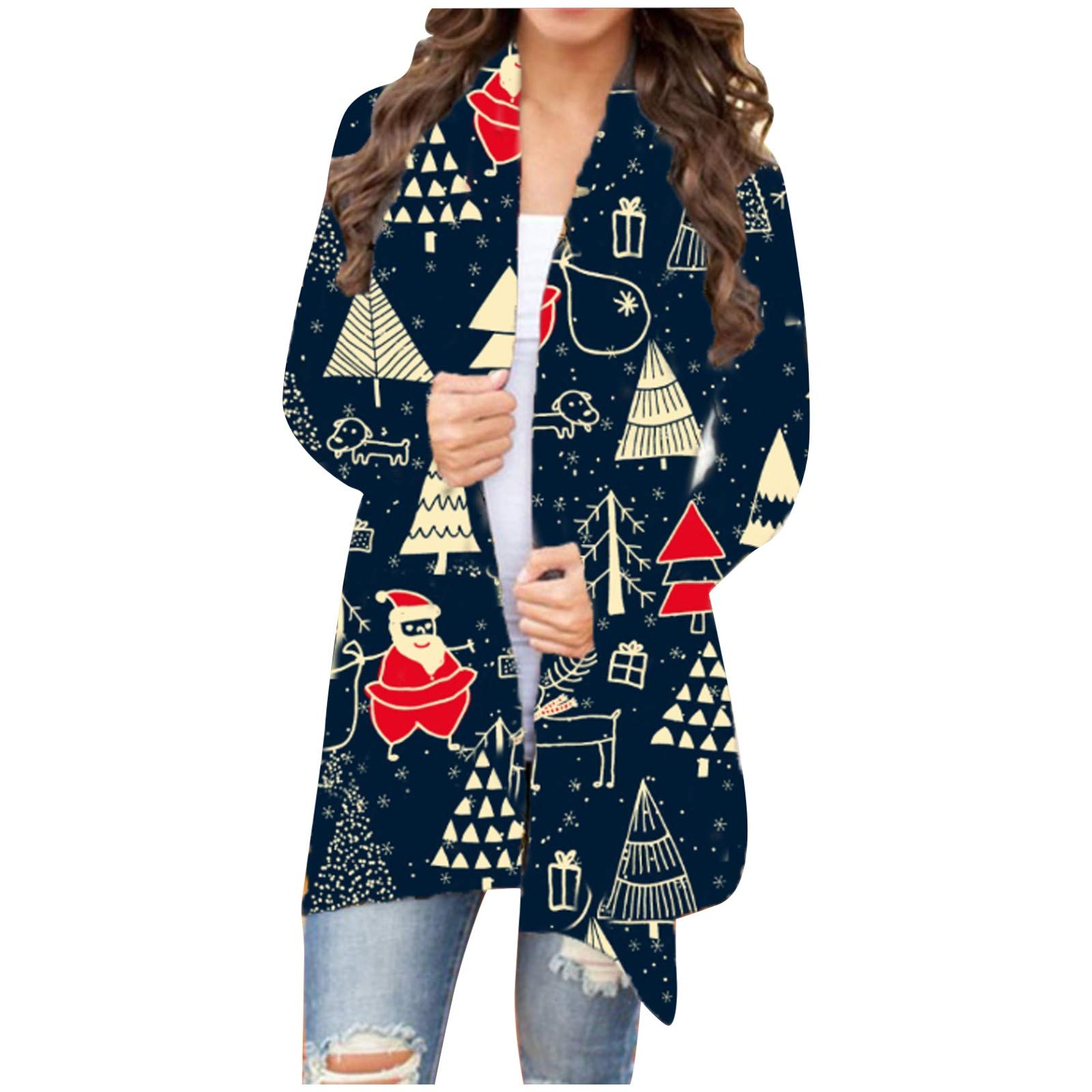 Women's Open Front Cardigan Sweater - Pumpkin Print Halloween Cozy Knit Cardigan for Fall & Winter | Casual Outfit, Party Wear, Seasonal Fashion