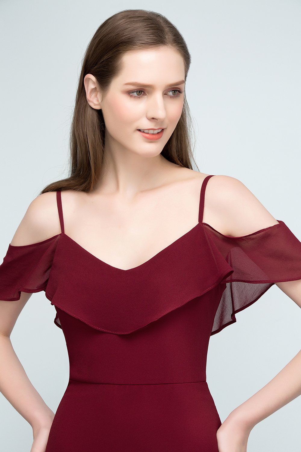 Elegant Off-The-Shoulder Long A-Line Chiffon Bridesmaid Dresses for Women - Formal Evening Party Gowns with Pleated Details - Perfect for Weddings, Proms, and Special Occasions