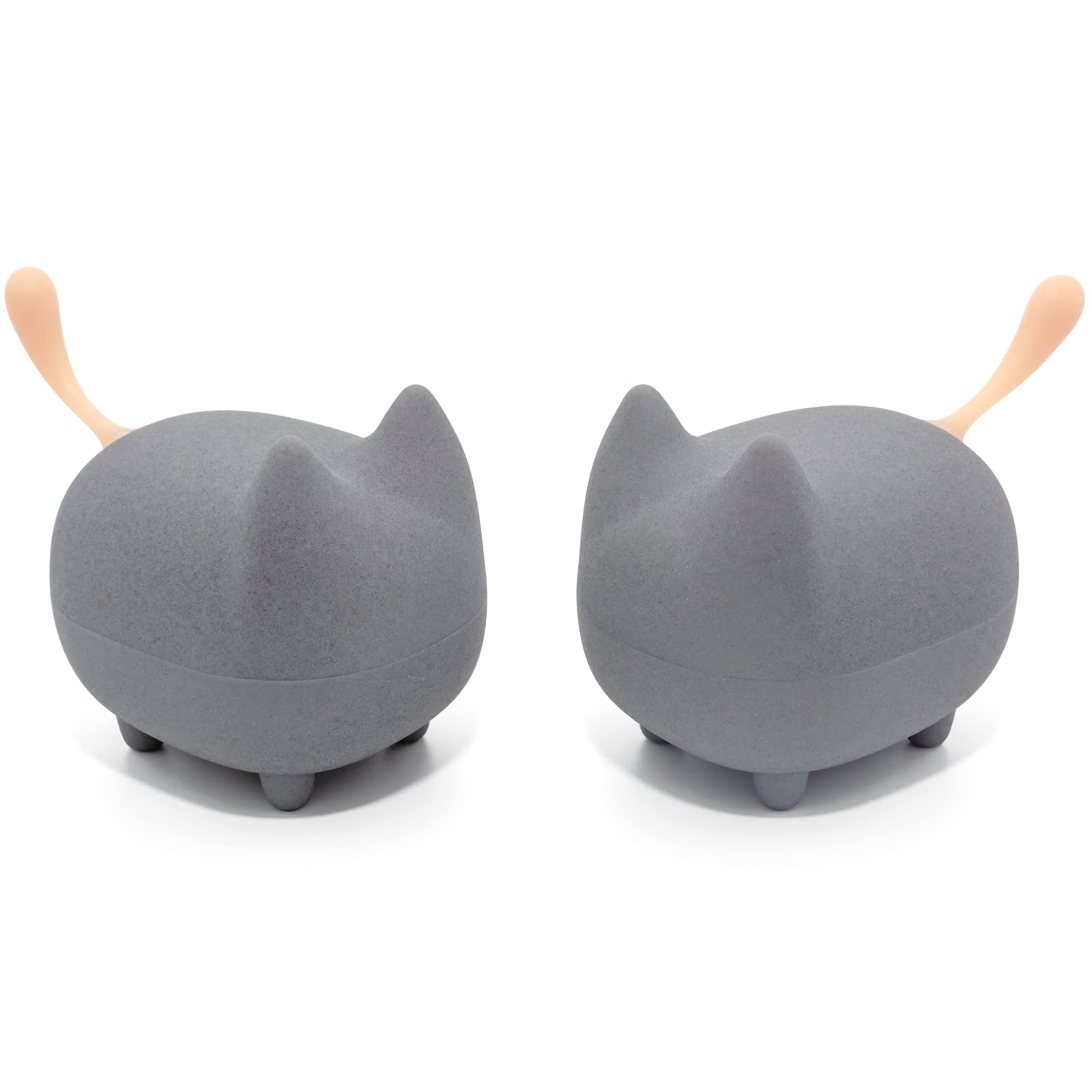 2Pack Gingo TWS Portable Bluetooth Speakers - Mini Wireless Stereo Speakers with Built-in Mic, Super Bass & Rich Room-Filling Sound for Home, Party, Travel - Cute Pet Design (Grey)