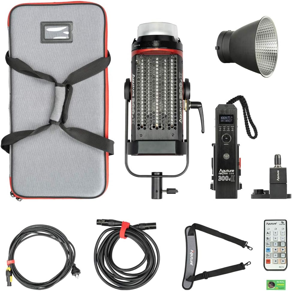 Aputure LS C300D Mark II 350W COB LED Video Light - 55000 Lux Daylight Balanced, CRI97+ TLCI97+, V-Mount Battery, 8 Built-in Effects - Perfect for Film Production, Photography, and Studio Lighting with Sidus Link App & 100m Wireless Control