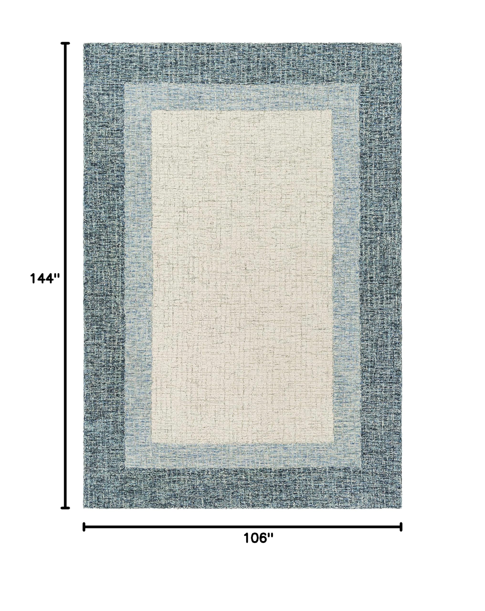 Modern Hauteloom Padada Wool Area Rug for Living Room & Bedroom - Soft Beige & Blue - 8'10