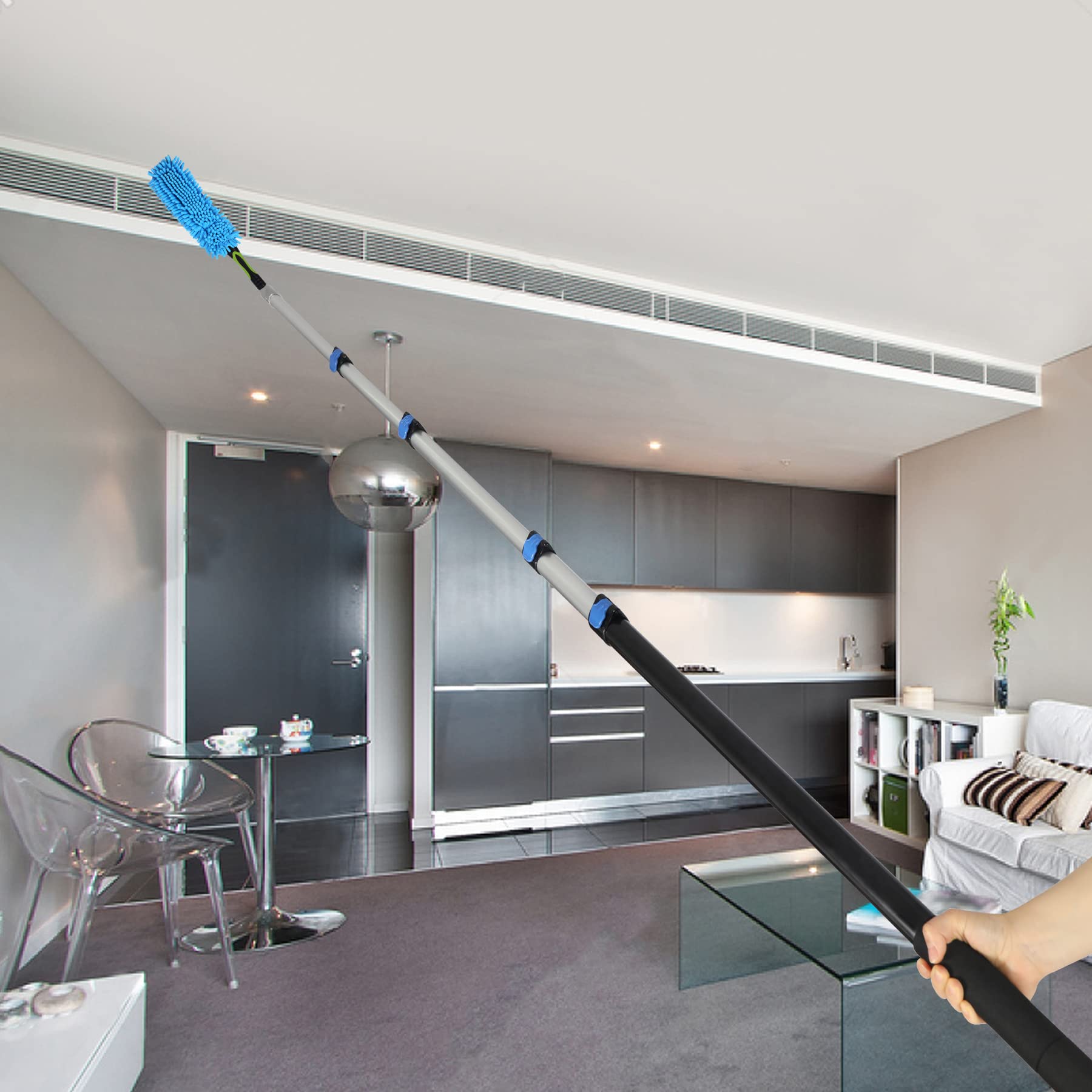 Lineslife 8-24ft Telescoping Extension Pole - Lightweight Aluminum Alloy Paint Roller Pole for High Ceilings, Window Cleaning, Dusting & Home Maintenance (Pole Only) - Perfect for DIY Projects, Hard-to-Reach Areas & Professional Use