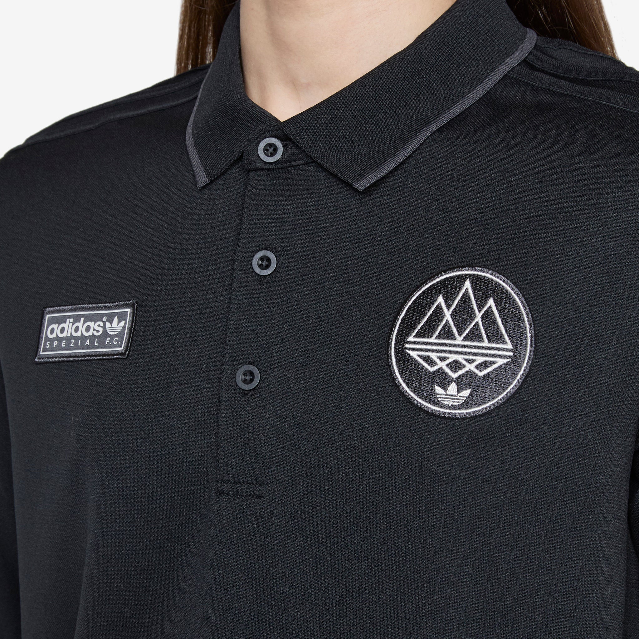SPZL F.C. Long Sleeve Polo Shirt in Utility Black - Perfect for Casual Wear, Football Matches & Street Style Fashion