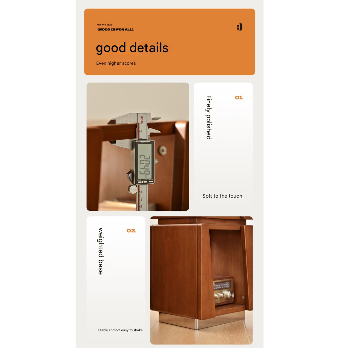 Modern Poplar Solid Wood Bauhaus Bookshelf - Minimalist Home Office & Living Room Storage Shelf for Books & Decor