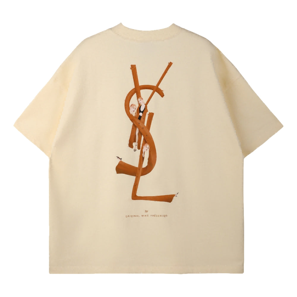 Ori Frederiqo YSL Rose Classic SS Tee Cream T-Shirt - Vintage Inspired Cotton Shirt for Men & Women - Perfect for Casual Wear, Street Style & Everyday Outfits