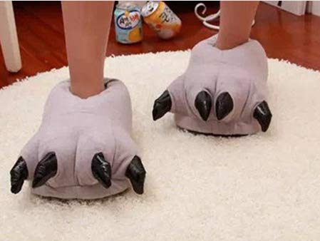 Unisex Plush Animal Paw Slippers - Fuzzy Warm House Shoes for Men & Women | Dinosaur & Claw Design | Perfect for Winter Comfort, Home Lounging & Gifts