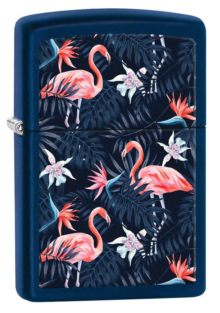 Zippo Pink Flamingo Navy Matte Lighter 80836 - Windproof Refillable Metal Lighter for Outdoor Camping, Hiking & Everyday Carry (EDC)