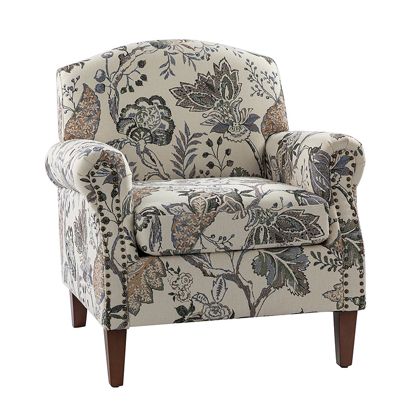 Matteo Upholstered Armchair with Nailhead Trim - Modern Accent Chair for Living Room, Bedroom & Office - Comfortable Lounge Chair with Stylish Nailhead Detailing