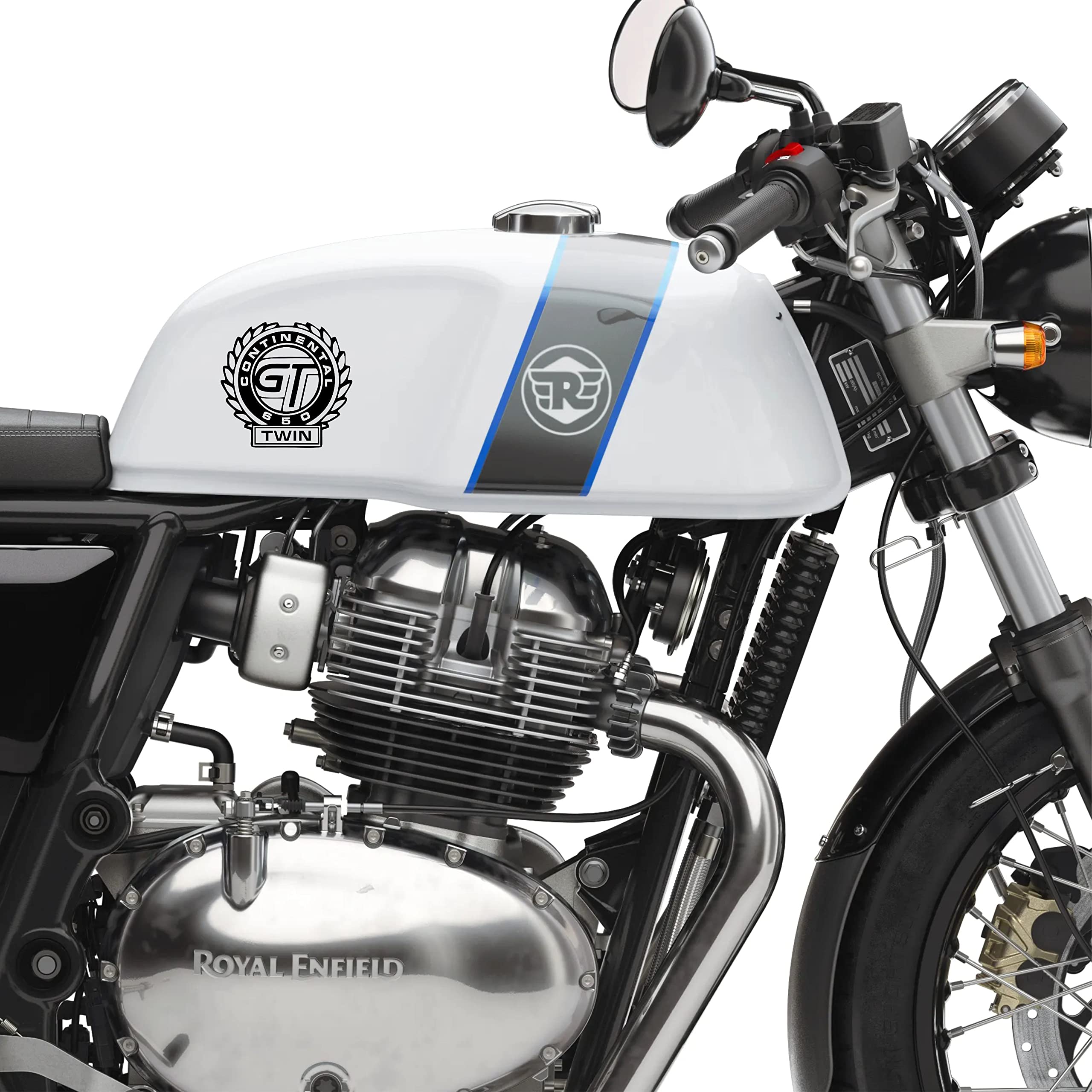 ISEE 360® Twin 650 Stickers for Royal Enfield Continental GT Bike - 11x10cm Tank Decals (2-Pack, Black) | Motorcycle Customization & Vintage Bike Accessories