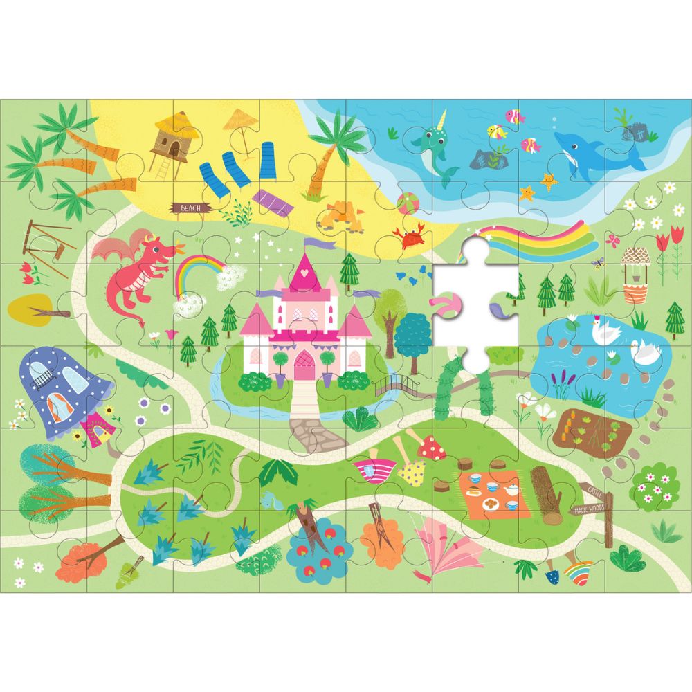 Peaceable Kingdom Fantasy Funland Puzzle & Play Set – Interactive Jigsaw Puzzle for Kids, Family Game Night & Educational Playtime