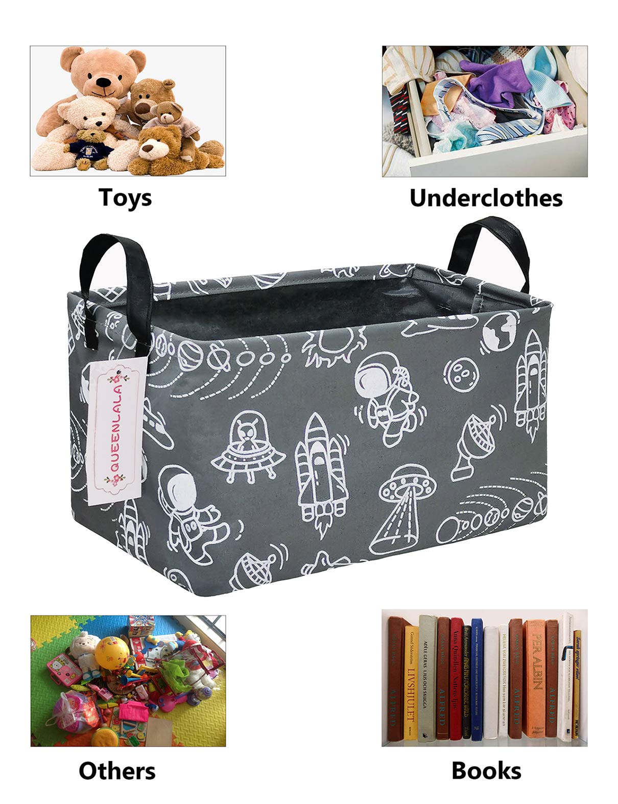 Foldable Rectangular Laundry Hamper Basket - Space Grey Storage Organizer for Nursery, Bedroom, Office & Closet | Perfect for Kids' Toys, Clothes & Home Organization | Durable & Space-Saving Design