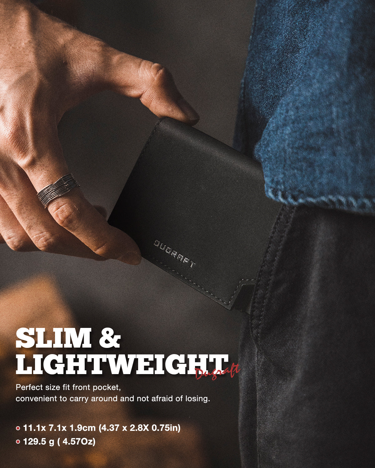 DC302 Patented Slider Mechanism Bifold Wallet - RFID Blocking, Magnetic Closure & Banknote Pocket - Slim Minimalist Wallet for Men - Perfect for Travel, Business & Everyday Carry