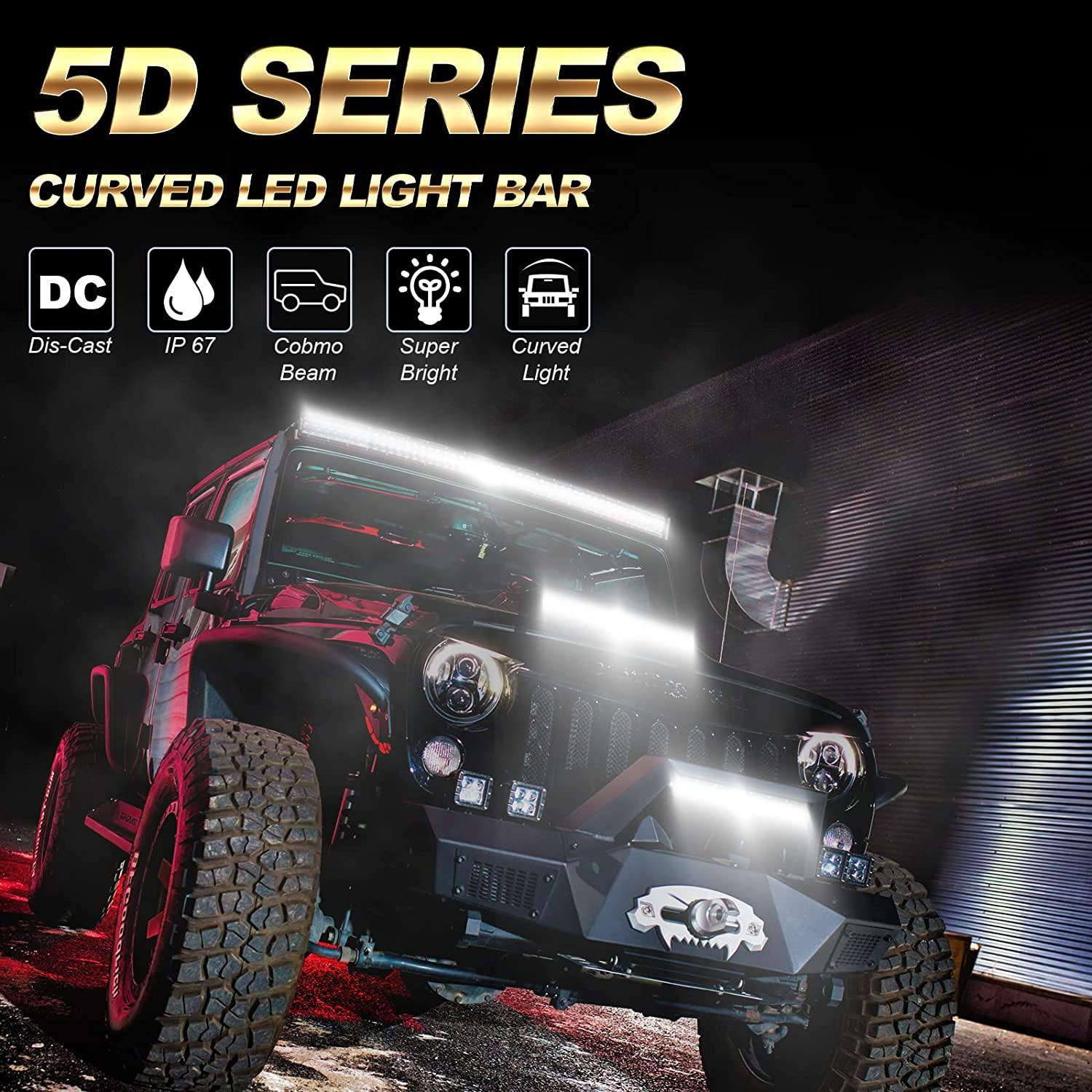 42 Inch 5D Series LED Light Bar with Roof Windshield Mounting Bracket - Compatible with 2014-2019 Can Am Commander 1000 & 800 Models - Off-Road, Truck, ATV, UTV Lighting Upgrade for Night Driving & Adventure