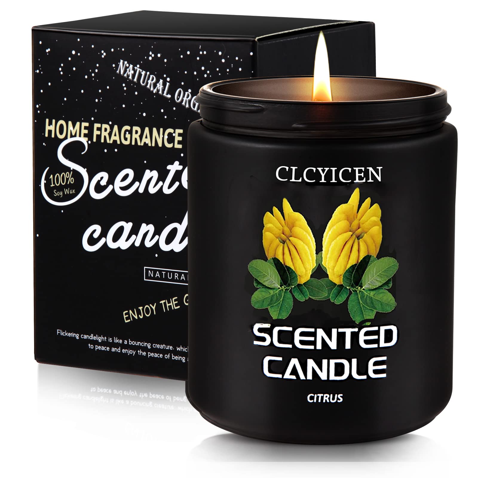 CLCYICEN Bergamot Scented Soy Candles - 8oz Aromatherapy Jar Candles for Home, Relaxation & Gifts | Perfect for Bedroom, Bathroom & Living Room Decor | Soy Wax Candles for Men & Women