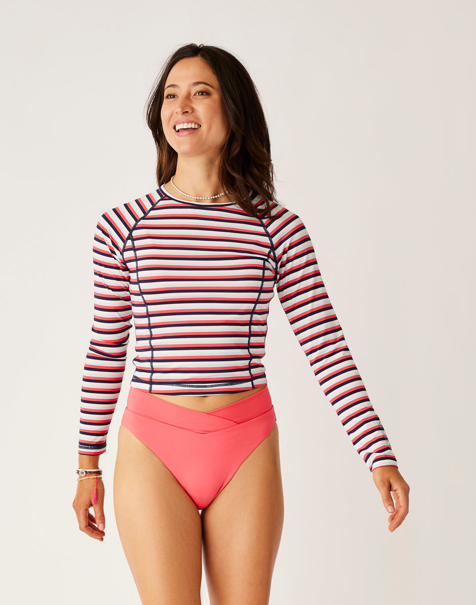 Charlie Sunshirt: Zinnia Stripe UPF 50+ Sun Protection Shirt for Women - Lightweight & Breathable for Beach, Pool & Outdoor Activities