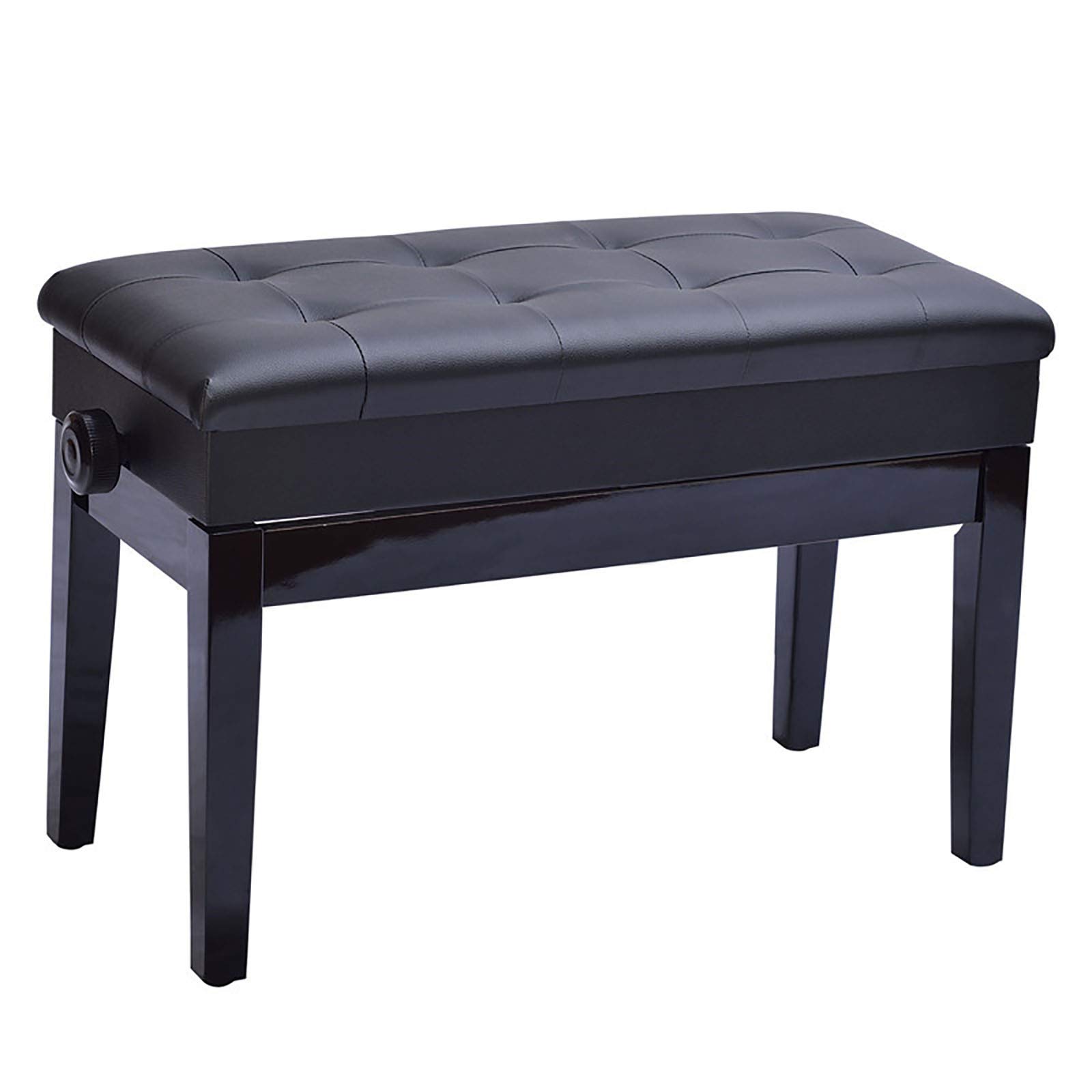 Adjustable Wooden Piano Bench with Soft Leather Seat - Solid Wood Frame & Storage Compartment - Double Keyboard Stool for Home & Studio - Easy to Clean & Durable - Perfect for Piano Players, Musicians & Music Teachers
